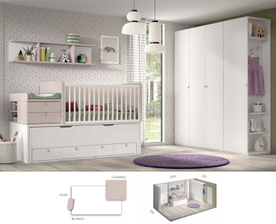 Chambre avec lit bébé pour jumeaux convertible et armoire - UNNIQ Habitat