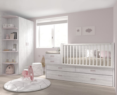 Chambre bébé avec lit évolutif jumeaux - Meubles Ros - UNNIQ Habitat