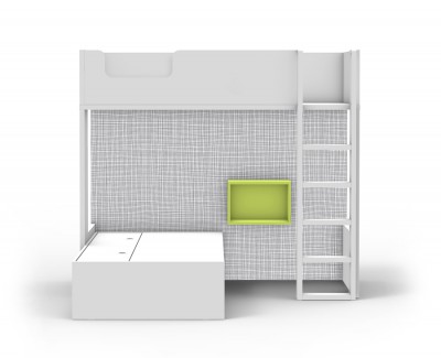 Lit superposé avec lit compact avec tiroirs porte-revues