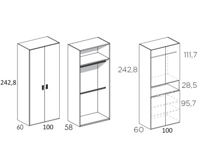 Armoire à 6 portes battantes avec cube ouvert