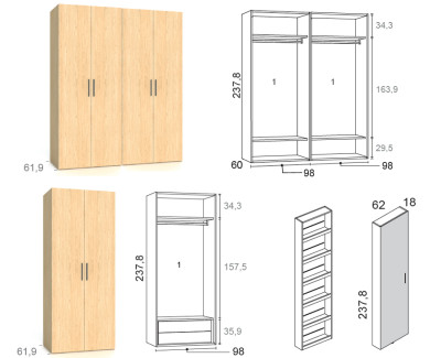 Armoire à 7 portes battantes