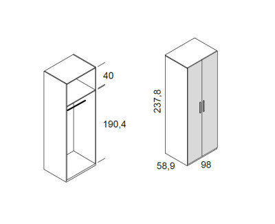 Armoire à 2 portes battantes
