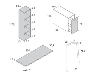 Bureau avec étagères et meuble de rangement extractible