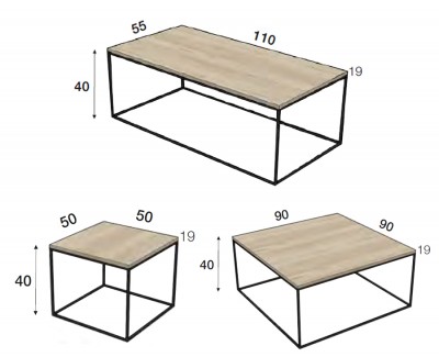 Table basse simple avec structure métallique